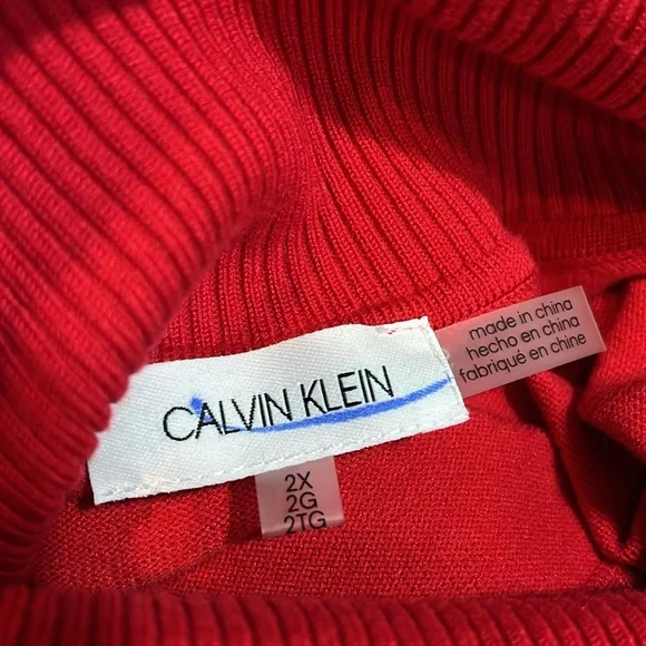 CALVIN KLEIN RIBBED TURTLENECK SWEATER HOLIDAY RED PLUS SIZE 2X - Picture 8 of 13